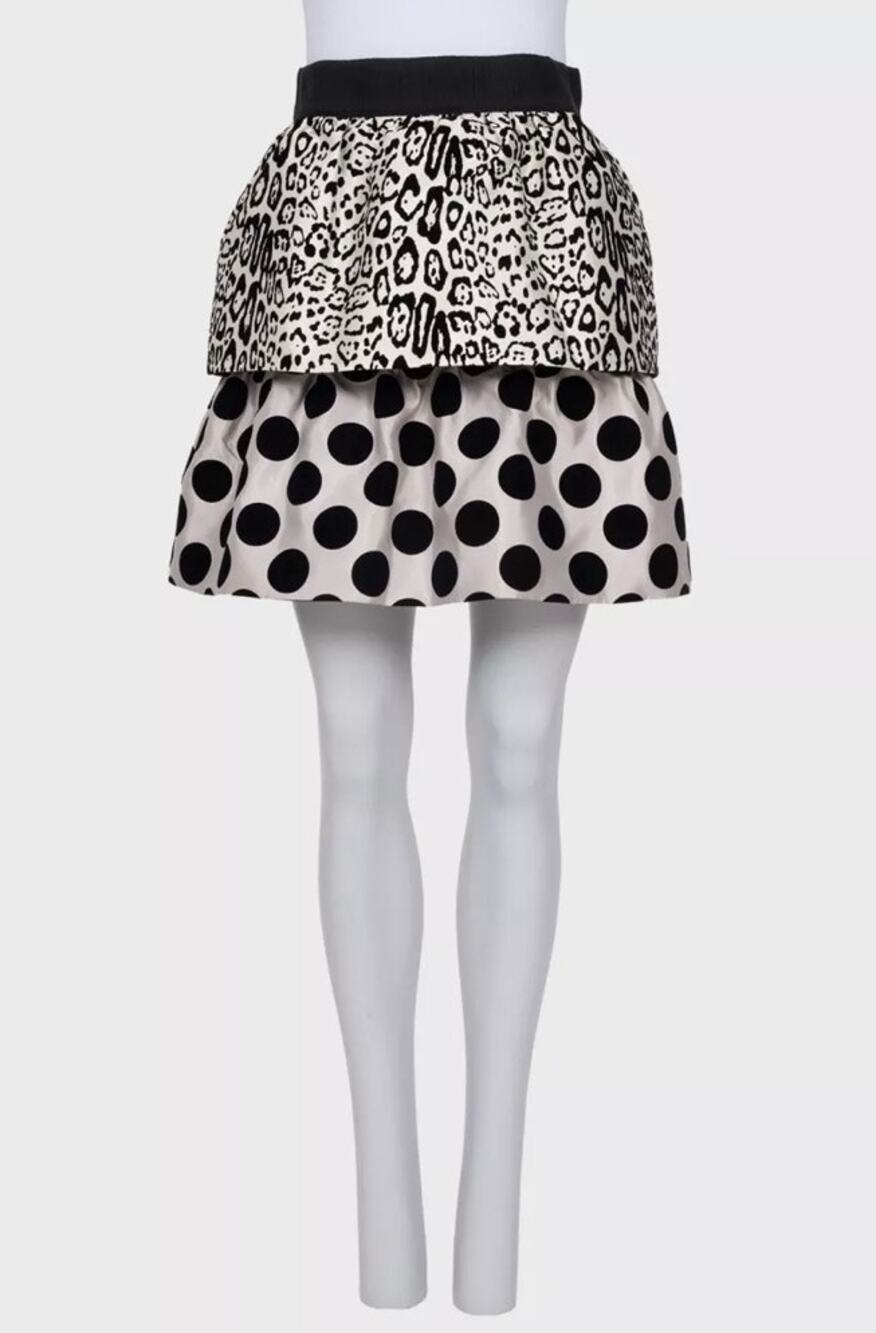 NWOT Dolce & Gabbana Black & White Animal Print Silk Skirt Sz.40
